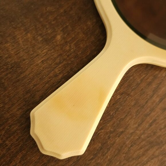 Vintage Art Deco Du Barry Py-Ra-Lin Ivory Celluloid Hand Held Beveled Mirror 10" - Picture 8 of 11
